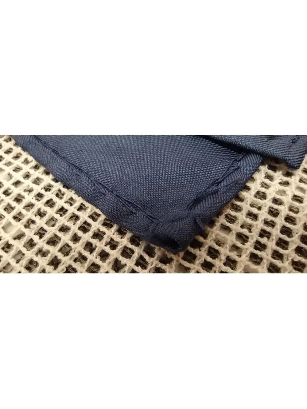 Vintage Navy Blue Silk Hnakie White Polka Dots NAUTICAL Menswear Handkerchief
